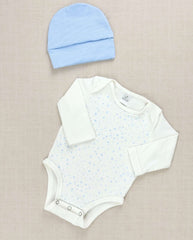 Set Primer Día Tejido Body Puntos Azul Blue