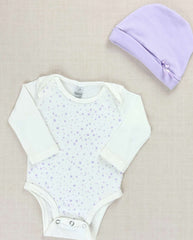 Set Primer Día Tejido Body Puntos Lila Detalles