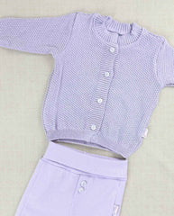 Set Primer Día Tejido Body Puntos Lila Niñas
