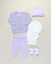 Set Primer Día Tejido Body Puntos Lila