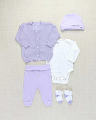 Set Primer Día Tejido Body Puntos Lila