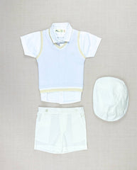 Traje Ceremonia Bermuda Tejido Detalle Claro