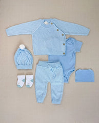 Set Primer Día Tejido Rombos Azul