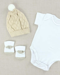 Set Primer Día Tejido Rombos Beige Detalles