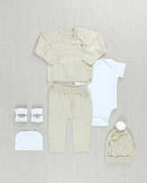 Set Primer Día Tejido Rombos Beige