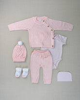 Set Primer Día Tejido Rombos Rosa