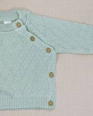 Set Primer Día Tejido Rombos Verde Botones