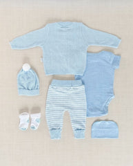 Set Primer Día Bordado Jirafa Azul Blue