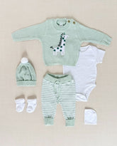 Set Primer Día Bordado Jirafa Verde