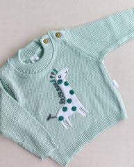 Set Primer Día Bordado Jirafa Verde Detalle