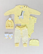 Set Primer Día Bordado Jirafa Amarillo