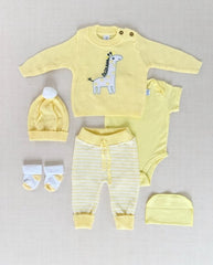 Set Primer Día Bordado Jirafa Amarillo