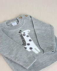 Set Primer Día Bordado Jirafa Gris Detalle