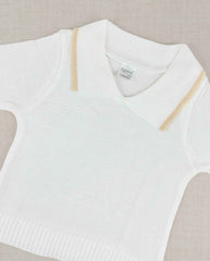 Set Primer Día Tejido Overol Cuello Café Detalle