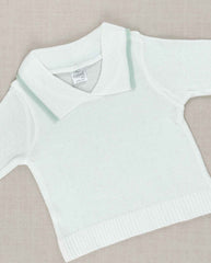 Set Primer Día Tejido Overol Cuello Verde Blanco