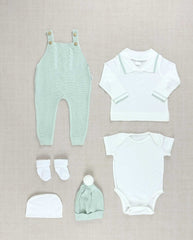 Set Primer Día Tejido Overol Cuello Verde