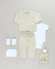 Set Primer Día Tejido Puntos Cafe