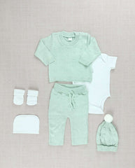 Set Primer Día Tejido Puntos Verde