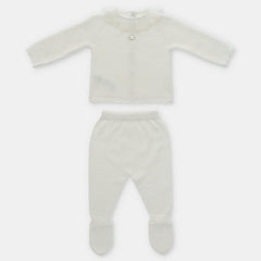 Primer Día Tricot Crudo Bolero Encaje