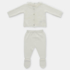 Primer Día Tricot Crudo Bolero Encaje