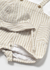 Pelele Con Pava Rayas Beige Mayoral detalle