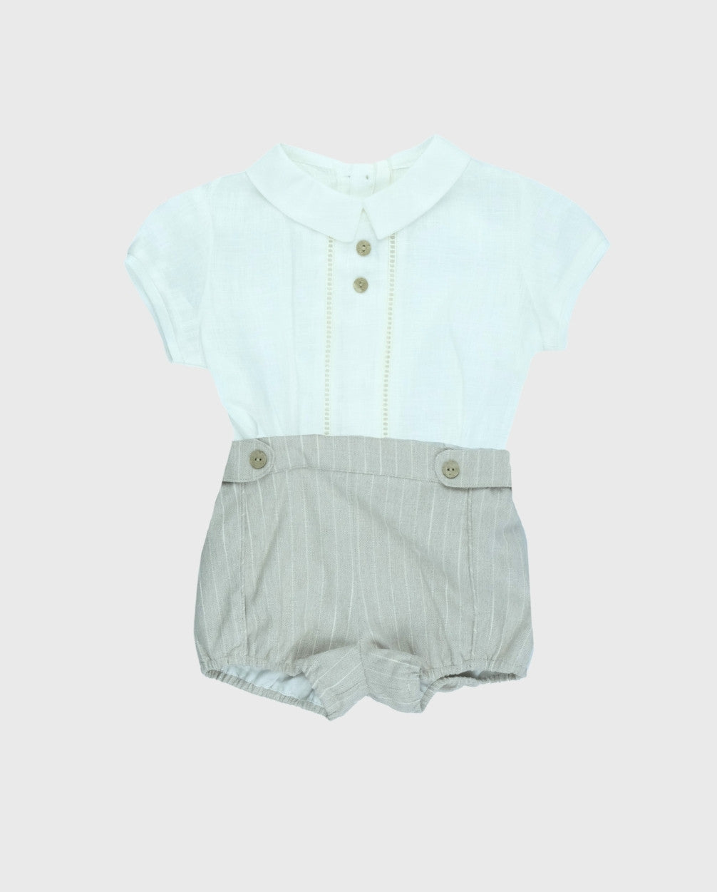 Conjunto Bermuda Rayas Beige Martín Aranda