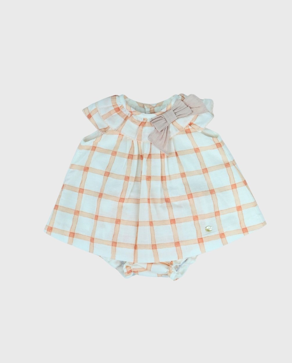 Vestido Moño Cuadros Naranja Martín Aranda