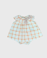 Vestido Moño Cuadros Naranja Martín Aranda