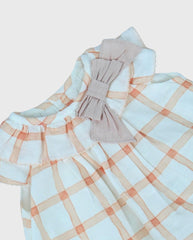 Vestido Moño Cuadros Naranja Martín Aranda Detalle