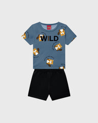 Conjunto Bermuda Estampado Castor Blue