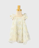 Vestido Tul Flores Bordado Beige