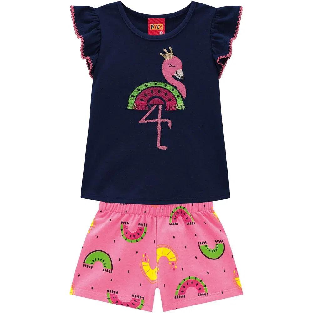 Conjunto Verano Para Niña Flamenco y Sandía