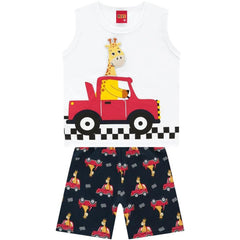 Conjunto Bermuda Jirafa Interactiva – Verano Niño Blanco