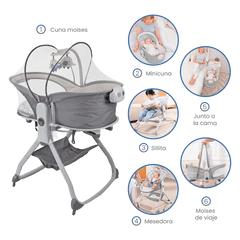 Cuna Colecho Mecedora Multinacional 6 en 1 Gris Priori