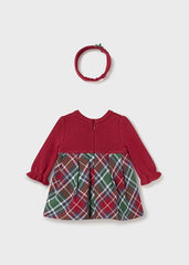 Vestido Con Balaca Combinado Cuadros Rojo Mayoral Cremallera