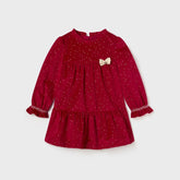 Vestido Manga Larga Puntos Moño Terciopelo Rojo Mayoral