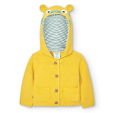 Saco Tricot Con Capota Amarillo