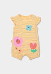 Pelele Estampado Flores Rayas Amarillo Boboli estilo