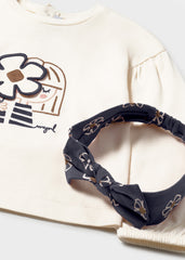 Blusa Manga Larga con Balaca Navy Mayoral Flores