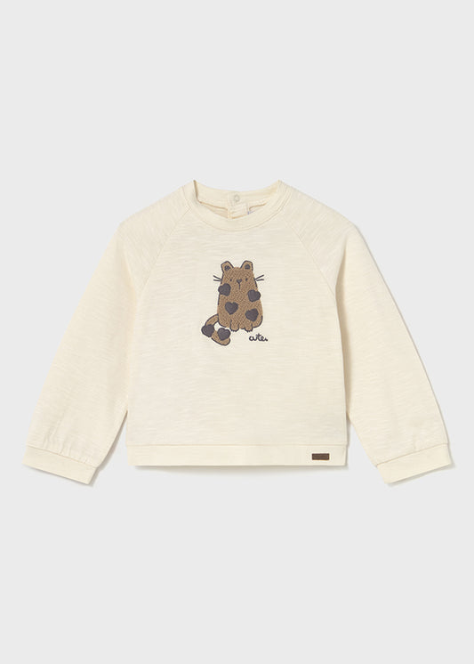 Blusa Manga Larga Bordado Gato Mayoral