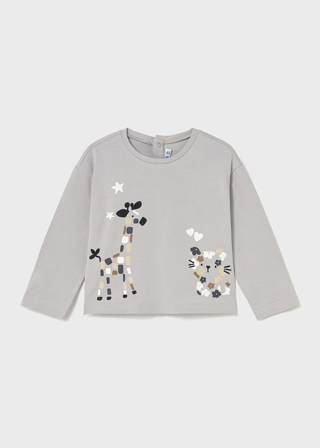 Blusa Manga Larga Jirafa Gris Mayoral