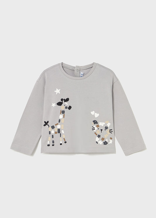 Blusa Manga Larga Jirafa Gris Mayoral