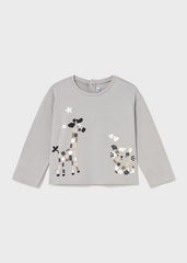 Blusa Manga Larga Jirafa Gris Mayoral
