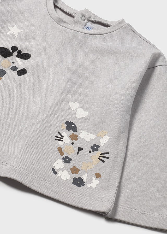 Blusa Manga Larga Jirafa Gris Mayoral detalle