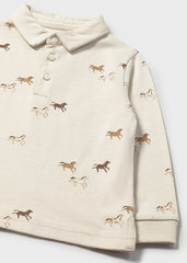 Camiseta Polo Estampado Caballo Beige Mayoral Detalle