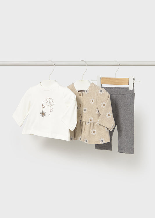 Conjunto Saco Bordado Flores Gris Mayoral