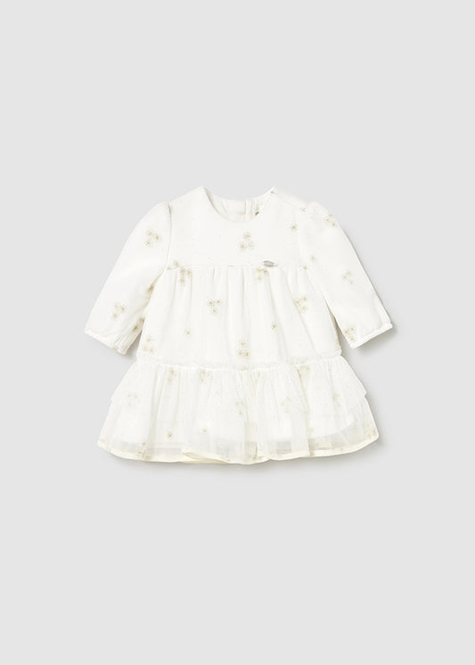 Vestido Ceremonia Tul Flores Blanco Mayoral