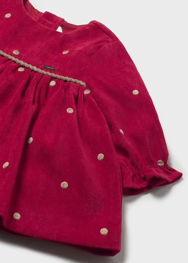 Vestido Manga Larga Puntos Rojo Mayoral Detalle
