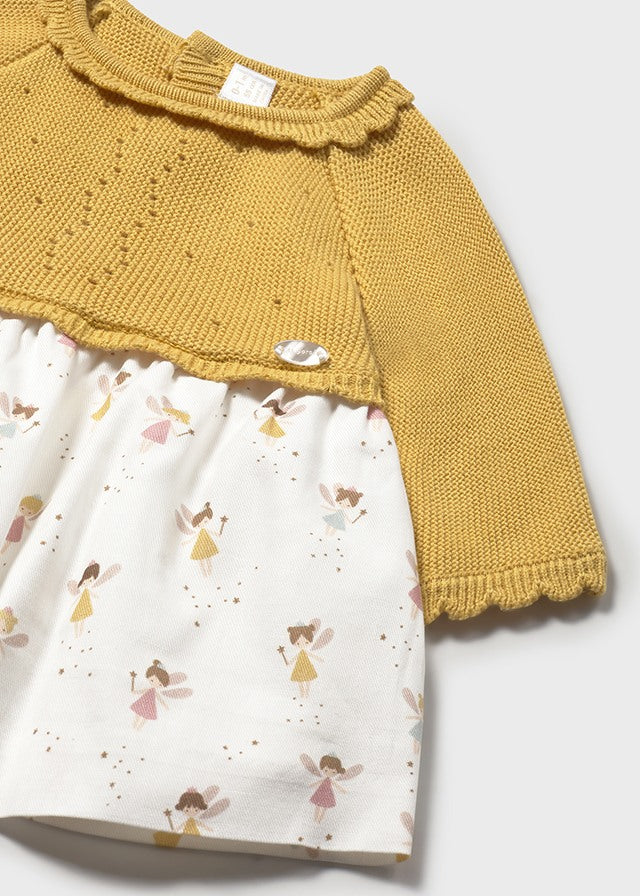 Vestido Tricot Estampado Hadas Amarillo Mayoral Detalle