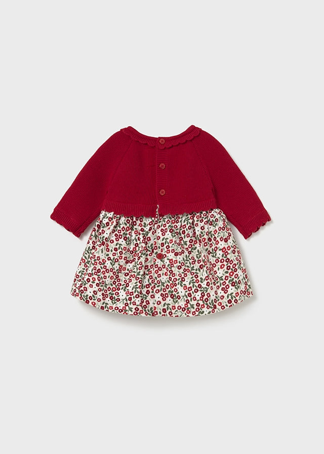 Vestido Tricot Estampado Flores Rojo Mayoral Estilo